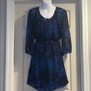 Express Blue Floral Print Dress Size L